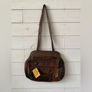 Embassy: Brown Leather Messenger Bag with Long Handle Straps